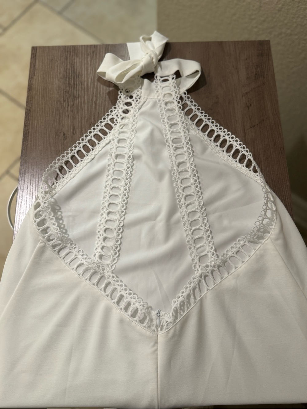 Cupshe White Halter Tie-Back Lace Trim Sundress - Picture 5 of 9